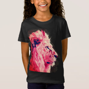 Camiseta Majestade de Leão Rosa em Tela Preta