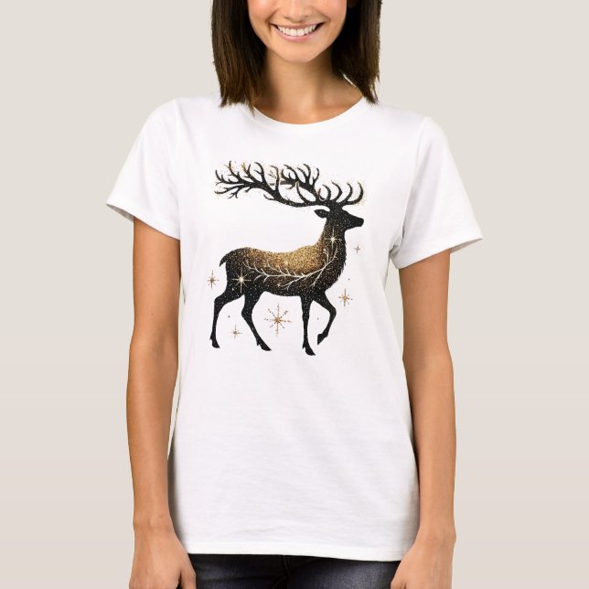 Camiseta Majestade Dourada Starry Reindeer (Frente)
