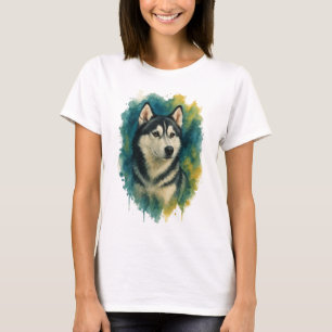 Camiseta Majestade Husky Espírito Aquarela