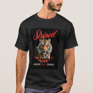 Camiseta Majestade Listrada, tigre e contorno de gato