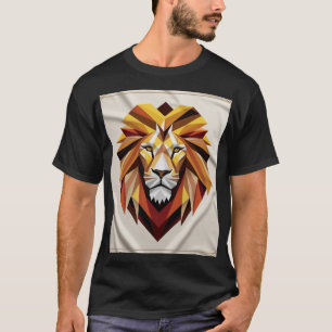 Camiseta Majestade Poligonal: Camisa-T de Leão Geométrico