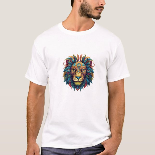 Camiseta Majestade sem coração: Design de Leão Personalizad (Frente)