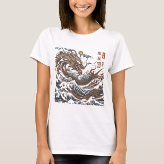 Camiseta Majestic Japanese Dragon Wave - Mythic Ukiyo-e Art
