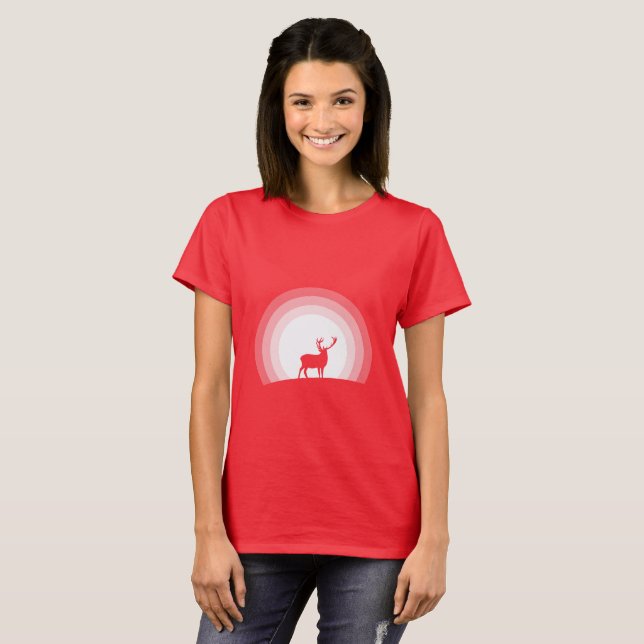 Camiseta Majestic Stag Silhouette Under Lunar Light (Frente Completa)