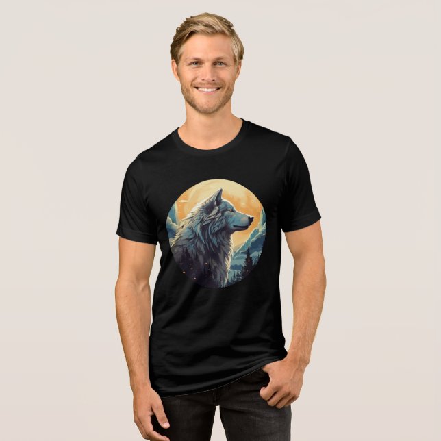 Camiseta Majestic Wolf at Sunset – Wilderness Art (Frente Completa)