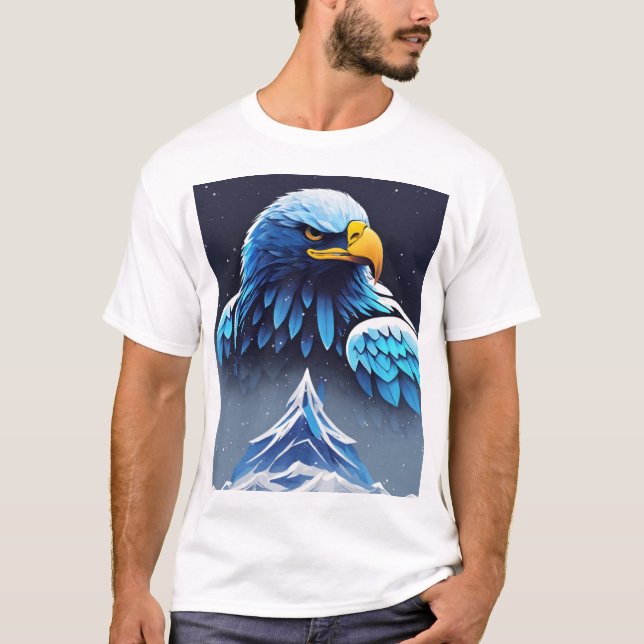 Camiseta Majestosa Eagle e Montanha Snowy (Frente)
