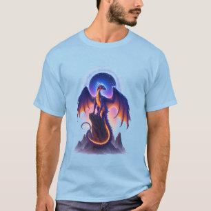 Camiseta Majestoso Dragão Fantasia Empoleirado na Montanha