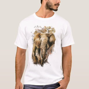 Camiseta Majestoso Elefante Real Aquarela