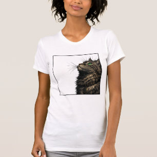 Camiseta Majestoso Retrato de Gato Fofo com Olhos Verdes