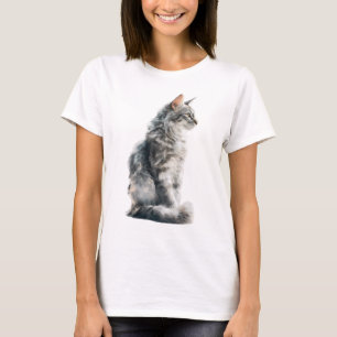 Camiseta Majestoso retrato de gato Maine Coon prateado para