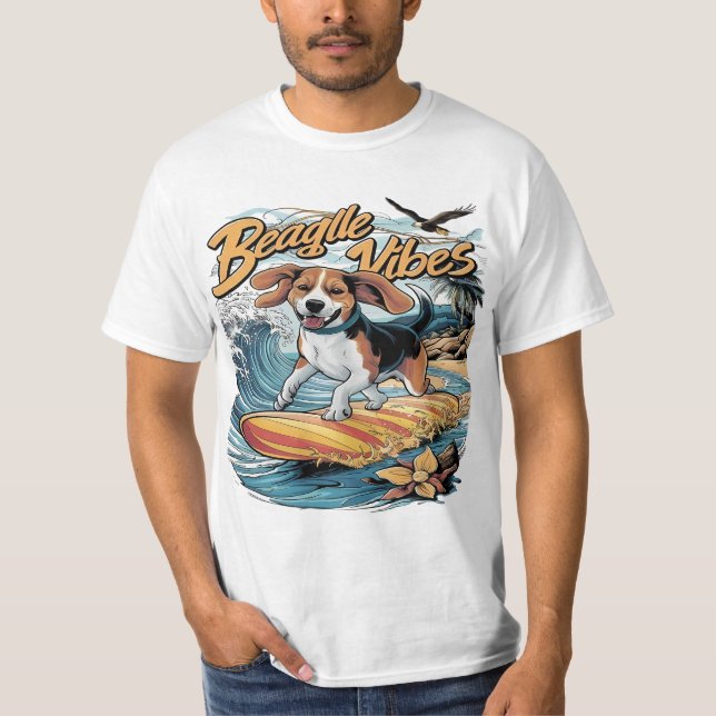Camiseta Majexpressa beagle conquista a surfe da onda (Frente)