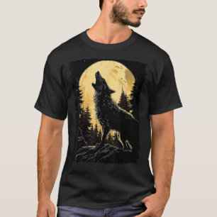 Camiseta Majexpressa Wolf Howling Full Moon Light Sky