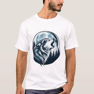 Camiseta Majexpressa Wolf Howling na lua cheia