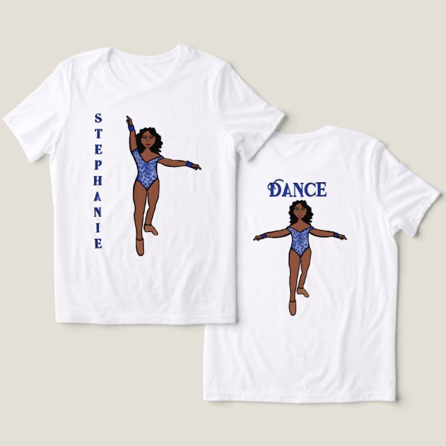 Camiseta Majorette/ Dançarina Tee Blue Animal (Design Frente e Verso)