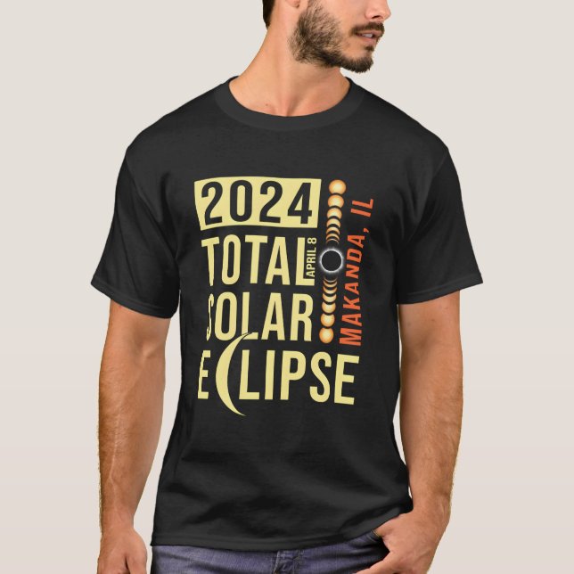 Camiseta Makanda Illinois Total Solar Eclipse abril 8 2024 (Frente)