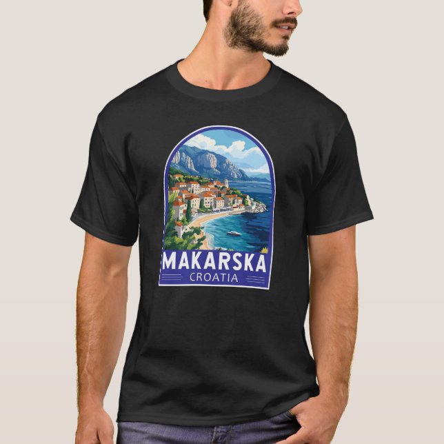 Camiseta Makarska Croácia Viagem Art Emblem (Frente)
