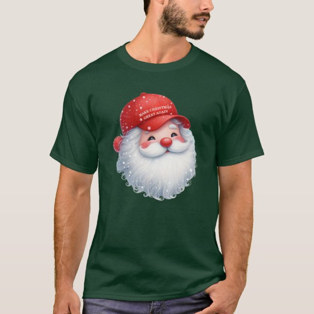 Camiseta Make Christmas Great Again Maga GOP Santa (Frente)