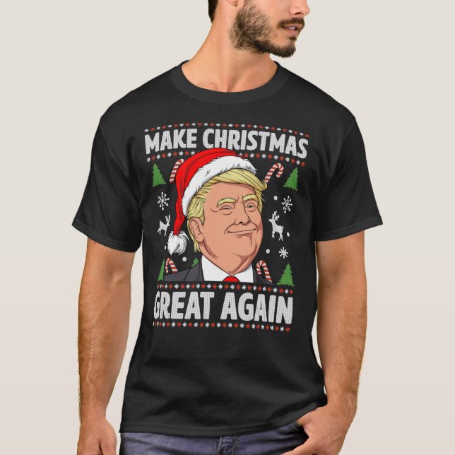 Camiseta Make Christmas Great Again Trump Ugly Christmas Sh (Frente)