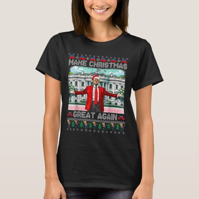 Camiseta Make Christmas Great Again Xmas Funny Trump Pajama (Frente)