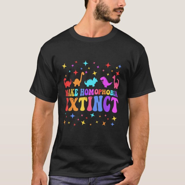 Camiseta Make Homophobia Extinct LGBTQ Pride Month Equal Ri (Frente)