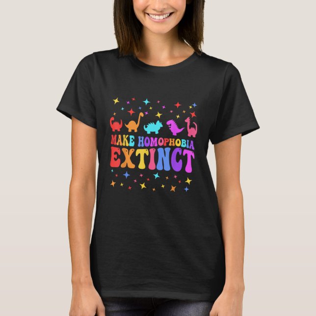 Camiseta Make Homophobia Extinct LGBTQ Pride Month Equal Ri (Frente)