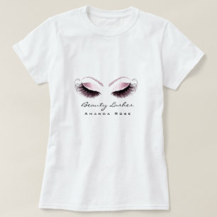 Camiseta Makeup Artist Beauty Lash Studio Glitter Pink Rose