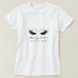 Camiseta Makeup Artist Beauty Lash Studio Glitter Silver