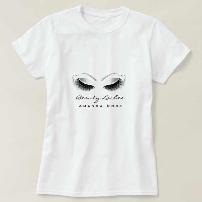 Camiseta Makeup Artist Beauty Lash Studio Glitter Silver (Frente do Design)