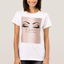 Camiseta Makeup Artist Beauty Lash Studio Rosa BlushGlitter