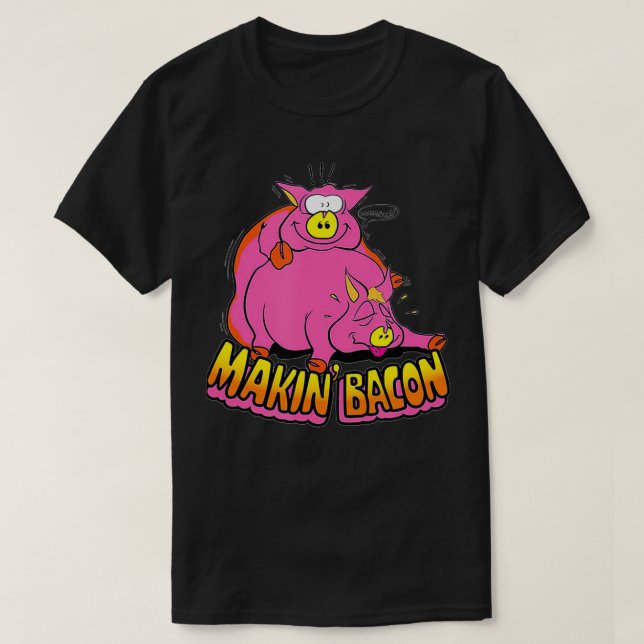 Camiseta Makin Bacon Funny BBQ bacon  (Frente do Design)