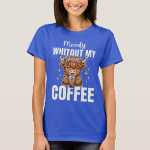 Camiseta Mal-humorado Sem Café Fofo Vaca de Terras Altas
