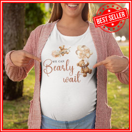 Camiseta Mal Podemos Esperar Chuvinha Marrom Baby Shower