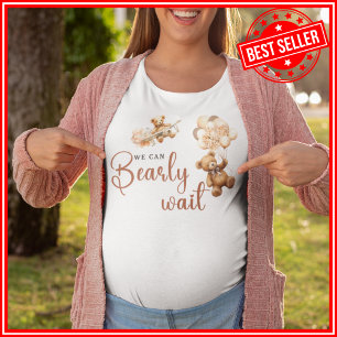 Camiseta Mal Podemos Esperar Chuvinha Marrom Baby Shower