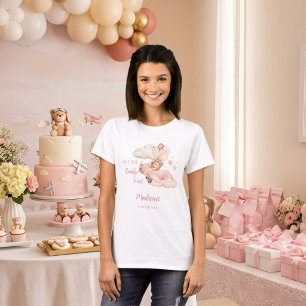 Camiseta Mal Podemos Esperar Mamãe Para Chá de Bebê