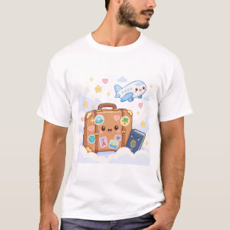 Camiseta Mala Kawaii Mala de Viagem Adesivos de Passagem