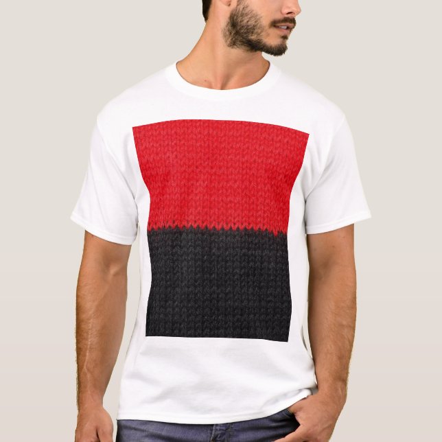 Camiseta Mala vermelha-preta: armação listrada. (Frente)