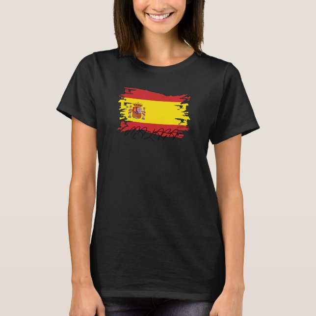 Camiseta Malaga Andaluzia Espanha Flag España Hispania Iber (Frente)