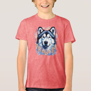 Camiseta Malamute do Alasca Cercado por Não-Me-Toques