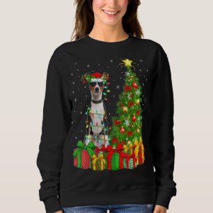 Camiseta Malamute Dog Lighting Xmas Tree Santa Hat Malamute
