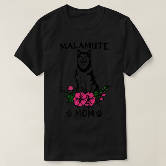 Camiseta Malamute Mãe Cachorro Mãe Primavera Flor Cugado  (Frente do Design)