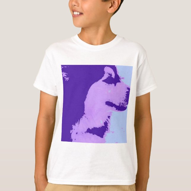 Camiseta Malamute Pop Art Roxo (Frente)