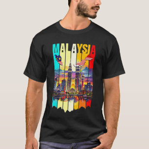 Camiseta Malásia Kuala Lumpur Malásia Skyline Colorida Ci