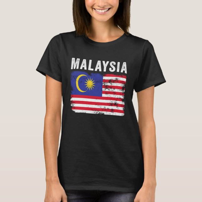 Camiseta Malaysia Flag Distressed  Men Women Kids  Malaysia (Frente)