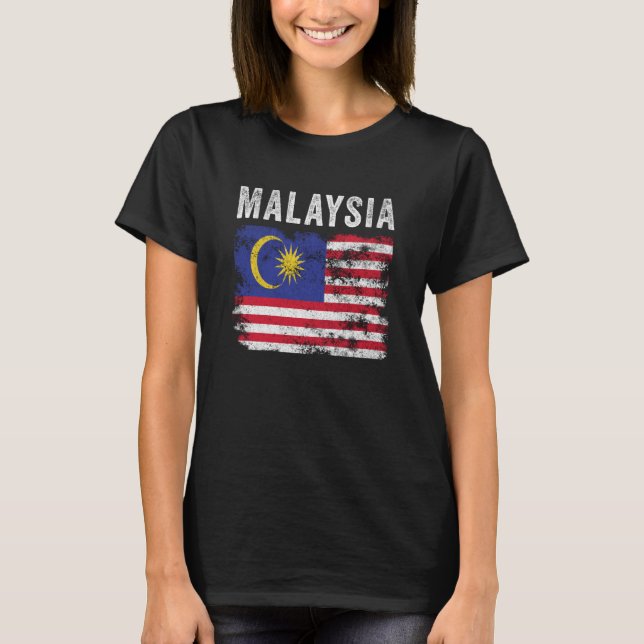 Camiseta Malaysia Flag Distressed Men Women Kids Malaysian  (Frente)