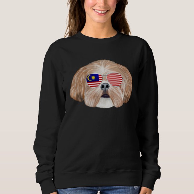 Camiseta Malaysian Flag Shih Tzu Dog Malaysia Pocket (Frente)
