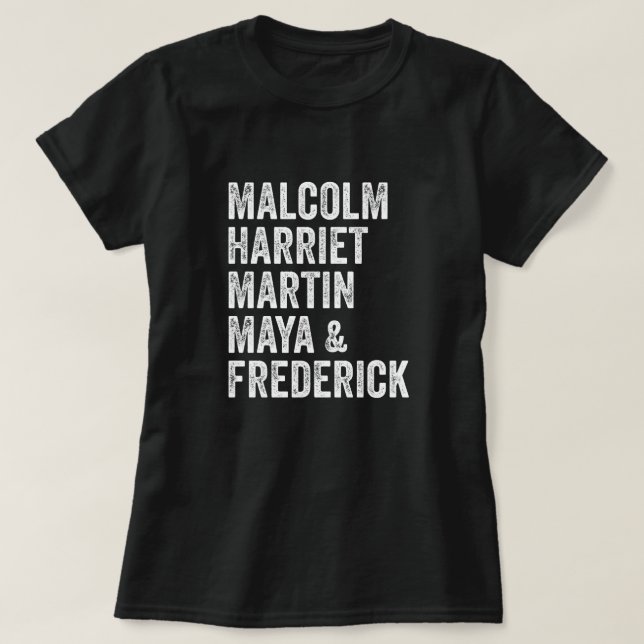 Camiseta Malcolm Harriet Martin Maya e Frederick (Frente do Design)