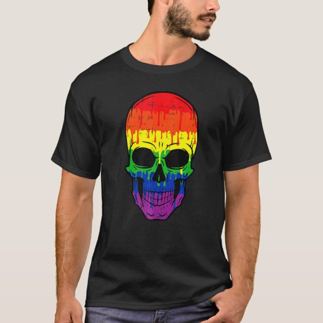 Camiseta Maldito Caveira Lgbt Orgulho gay Costume Easy Hall (Frente)