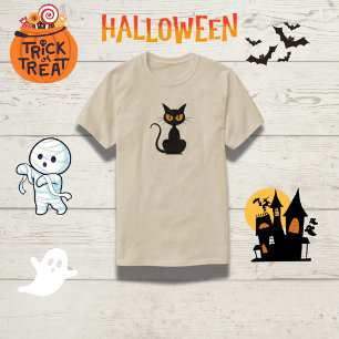 Camiseta Maldito Dia das Bruxas de Gato Preto de Olhos Lara