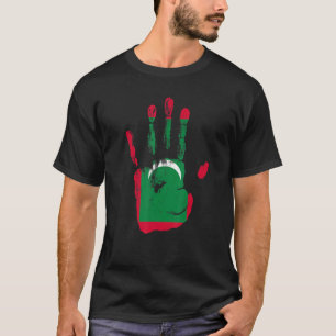 Camiseta Maldivas Homens com Mão de Bandeira Mulheres Crian