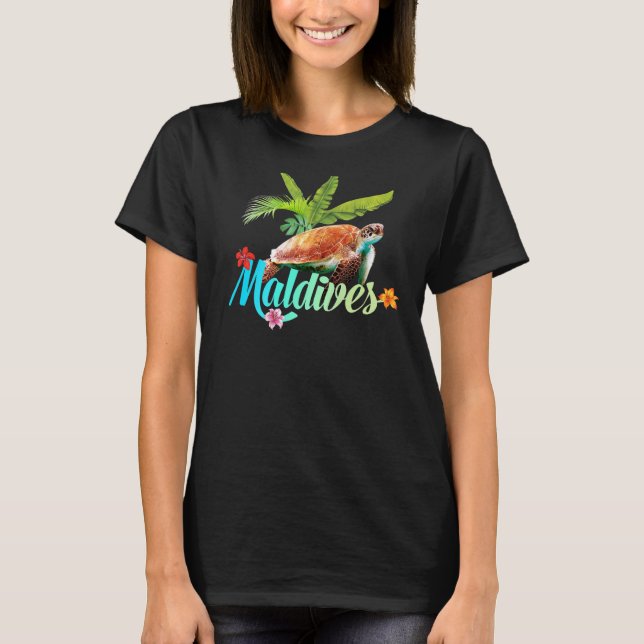 Camiseta Maldivas Sea Turtle Island Gift Beach Sou (Frente)
